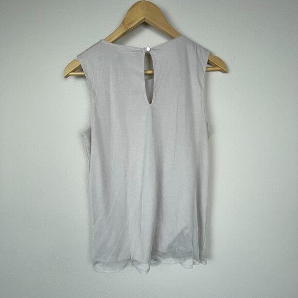 Jennifer Lopez Beige Sleeveless Top Size S – Beaded Chiffon Fairycore Keyhole - Picture 4 of 7